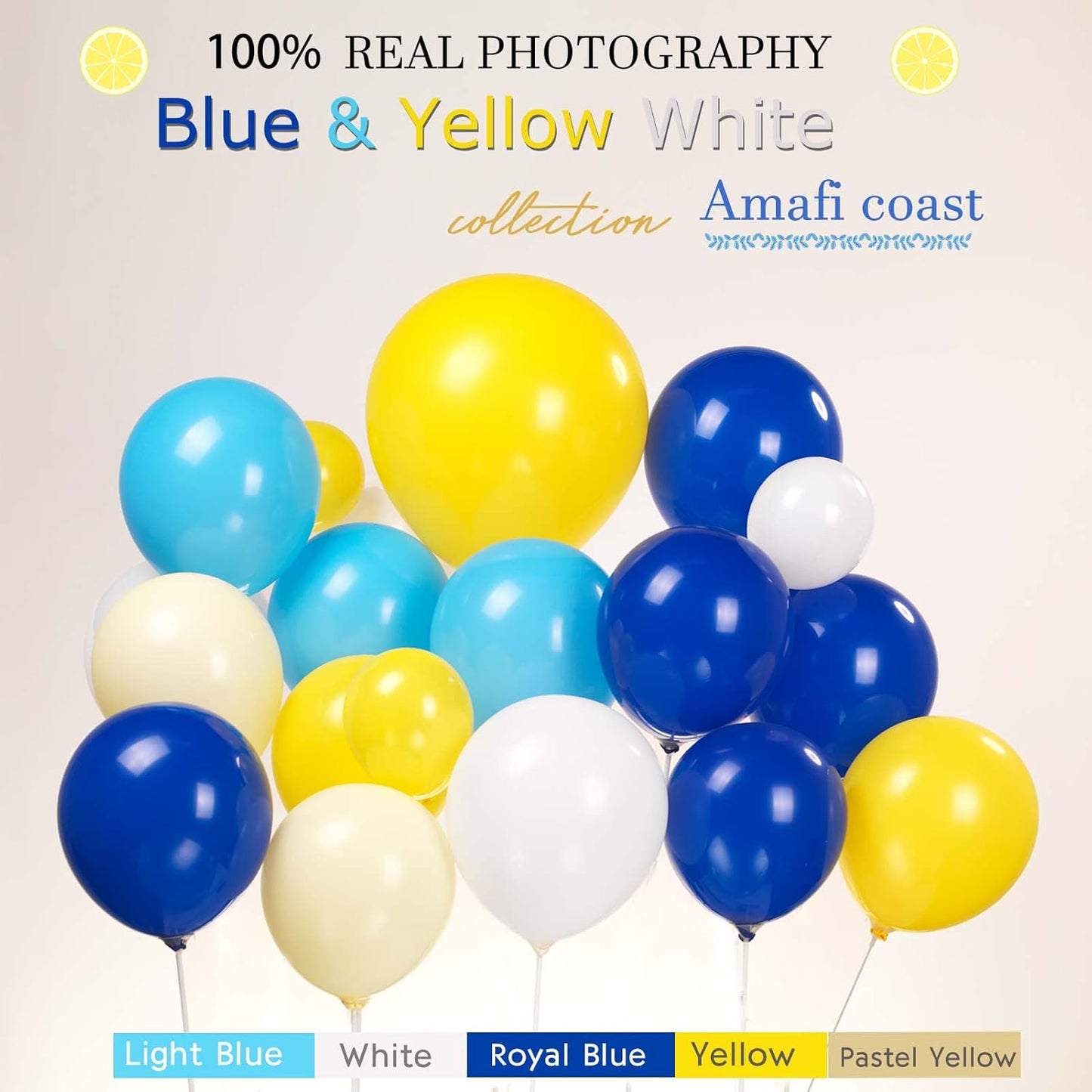Lemon Royal Blue Yellow Balloon Garland Arch Kit with Lemon Foil Balloons for amalfi last toast on the coast Bachelorette Bridal Shower freshly graduated lemon decor Main Squeeze Party Supplies