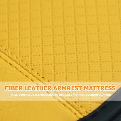 Car Center Console Pad, Yellow | leather surface, armrest seat-box coverage, fits most cars, SUVs, and trucks, car interior accessories