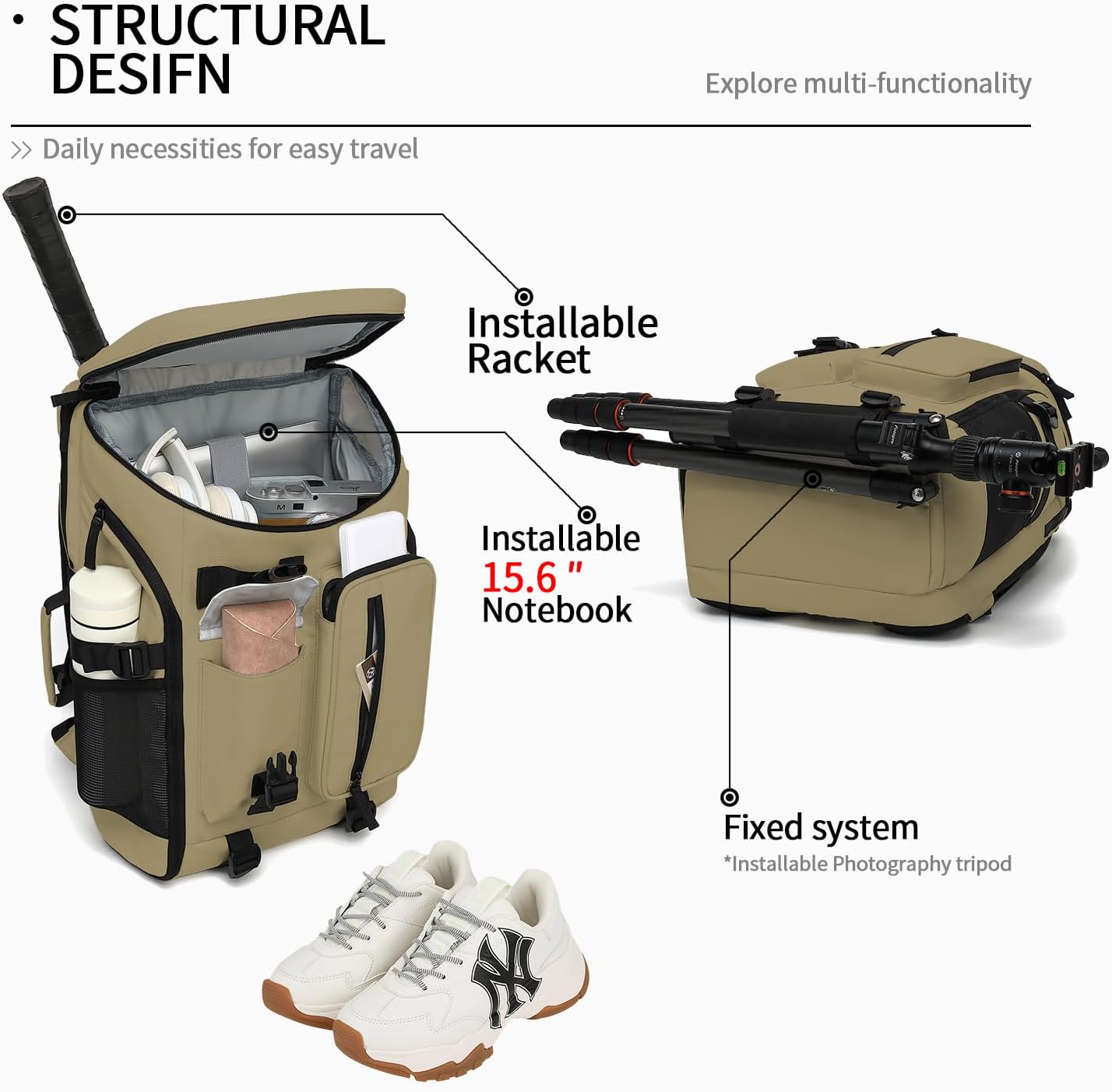 Gym Duffle Bag Backpack 4-Way Waterproof with Shoes Compartment for travel Sport Hiking laptop - Colors A