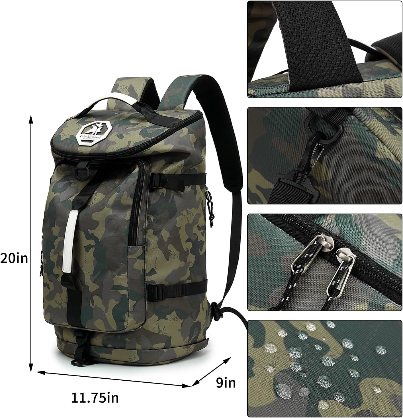 Gym Duffle Bag Backpack 4-Way Waterproof with Shoes Compartment for travel Sport Hiking laptop - Colors A