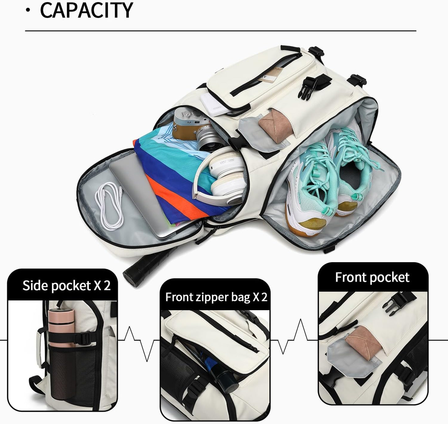 Gym Duffle Bag Backpack 4-Way Waterproof with Shoes Compartment for travel Sport Hiking laptop - Colors A