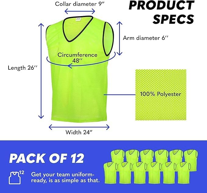 Mesh Training Pinnies for Soccer Basketball and Team Sports