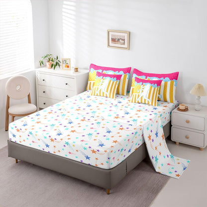 Baseball Comforter Set Full Size 7 Pieces Sports Game Bedding Set Ice Cream Bed in a Bag with Comforter, Sheets, Pillowcases, Cushion Covers Bedroom Decor Breathable Soft Lightweight