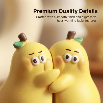 Cute Bookends - Resin Hugging Pear Statue, Unique Book Stopper for Shelves, Desk & Kids Room - Yellow