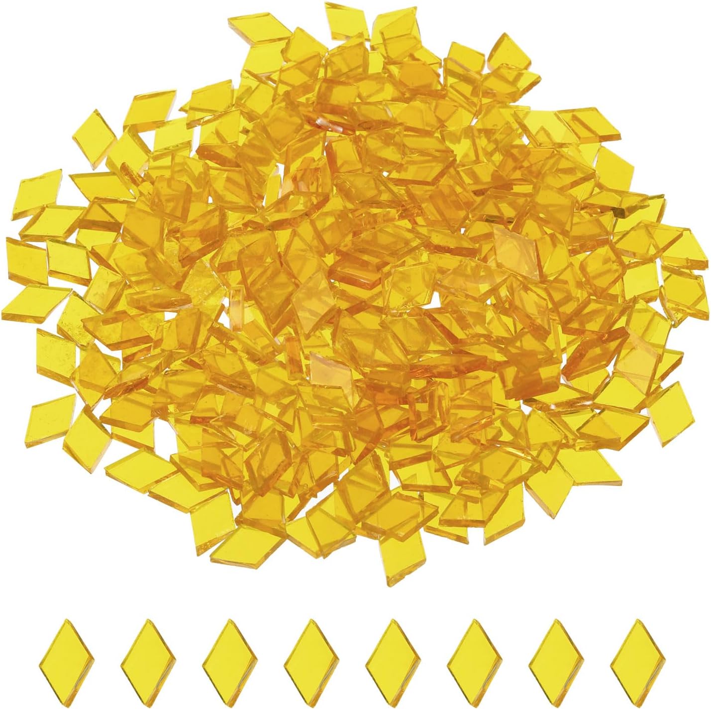 200g Mosaic Tiles Rhombus Shape Glass Mosaic Tiles Stained Mosaic Glass Pieces for Home Decoration Art Crafts DIY Projects Transparent Yellow