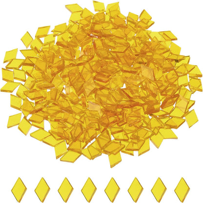 200g Mosaic Tiles Rhombus Shape Glass Mosaic Tiles Stained Mosaic Glass Pieces for Home Decoration Art Crafts DIY Projects Transparent Yellow