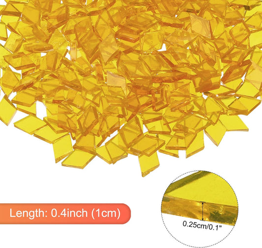 200g Mosaic Tiles Rhombus Shape Glass Mosaic Tiles Stained Mosaic Glass Pieces for Home Decoration Art Crafts DIY Projects Transparent Yellow