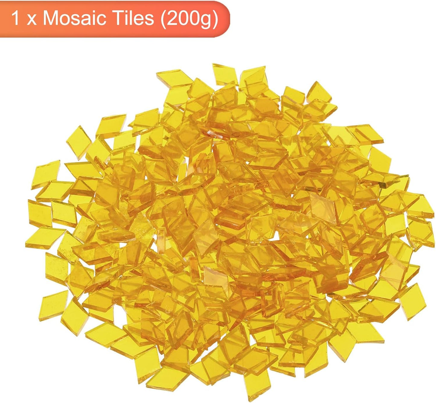 200g Mosaic Tiles Rhombus Shape Glass Mosaic Tiles Stained Mosaic Glass Pieces for Home Decoration Art Crafts DIY Projects Transparent Yellow