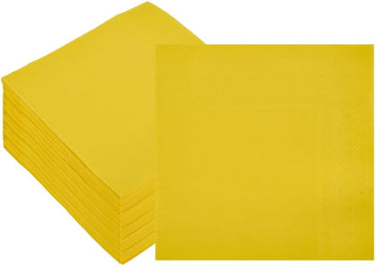 50 Pcs Yellow Paper Dinner Napkins 6.5'' Disposable Luncheon Napkins for Birthday Wedding Party Everyday Used Lunch Dinner Event Engagement Bridal Shower