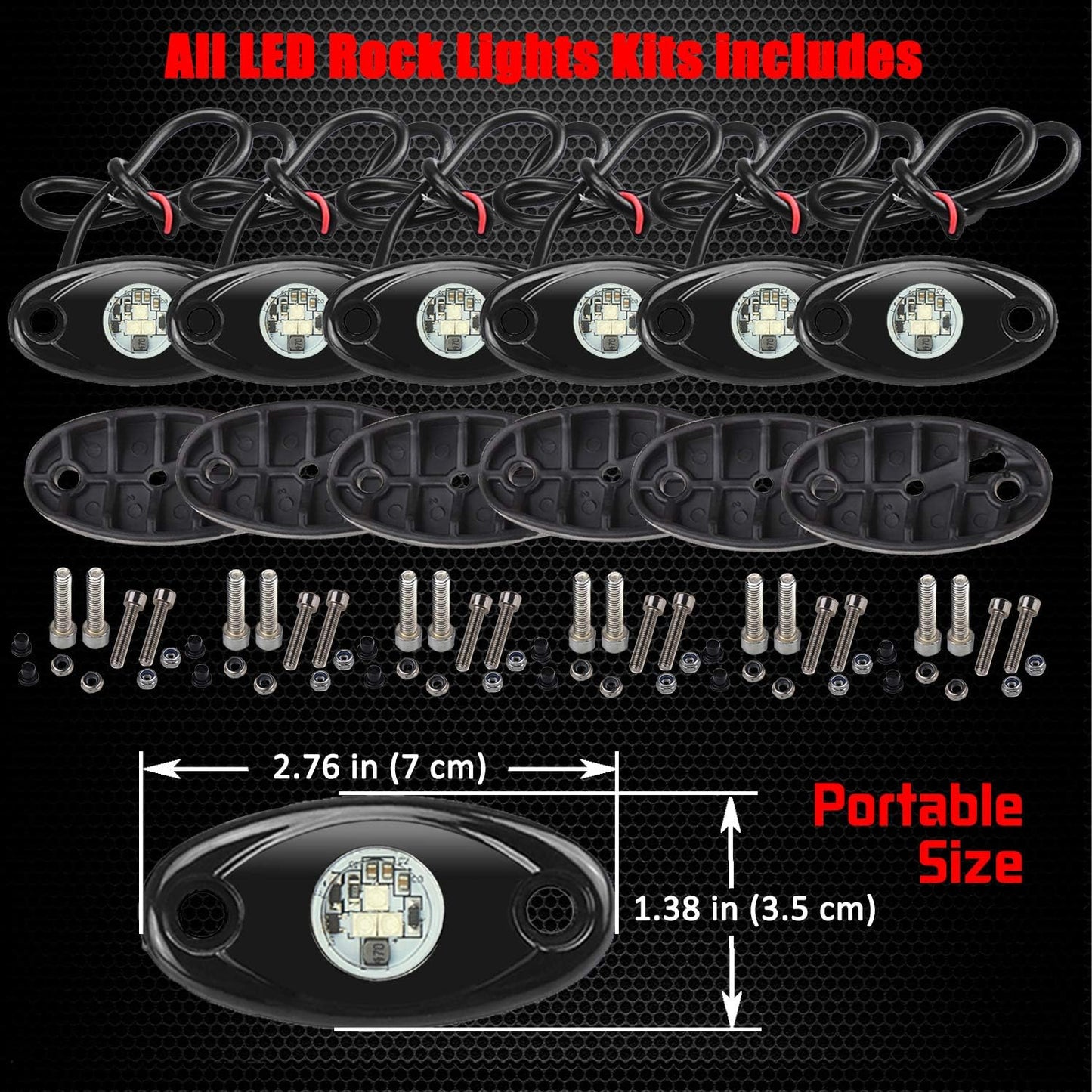 6 Pods LED Rock Lights, Waterproof LED Neon Underglow Light for Car Truck ATV UTV SUV Offroad Boat Underbody Glow Trail Rig Lamp (Yellow)