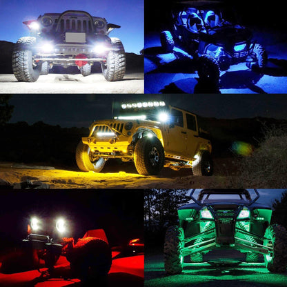 6 Pods LED Rock Lights, Waterproof LED Neon Underglow Light for Car Truck ATV UTV SUV Offroad Boat Underbody Glow Trail Rig Lamp (Yellow)