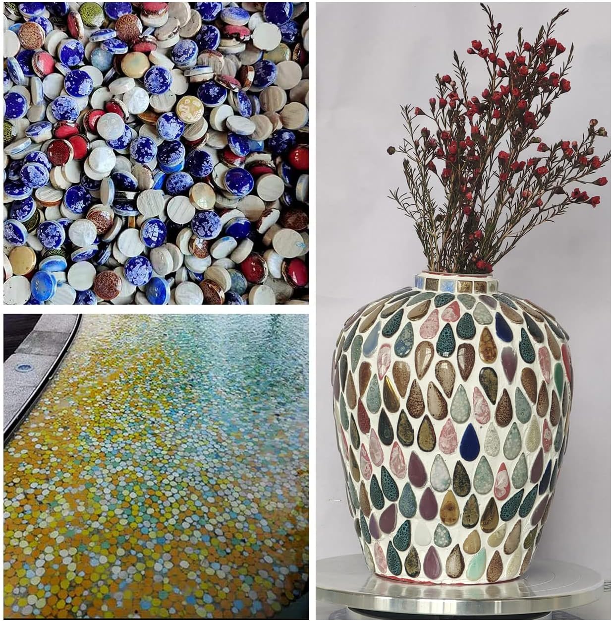 60 Pieces Kiln Transformation Ceramics Mosaic Tiles for Crafts, Yellow Raindrop Bulk Ceramics Pieces Mosaic Supplies for Mosaic Projects Home Decoration(18x28mm)