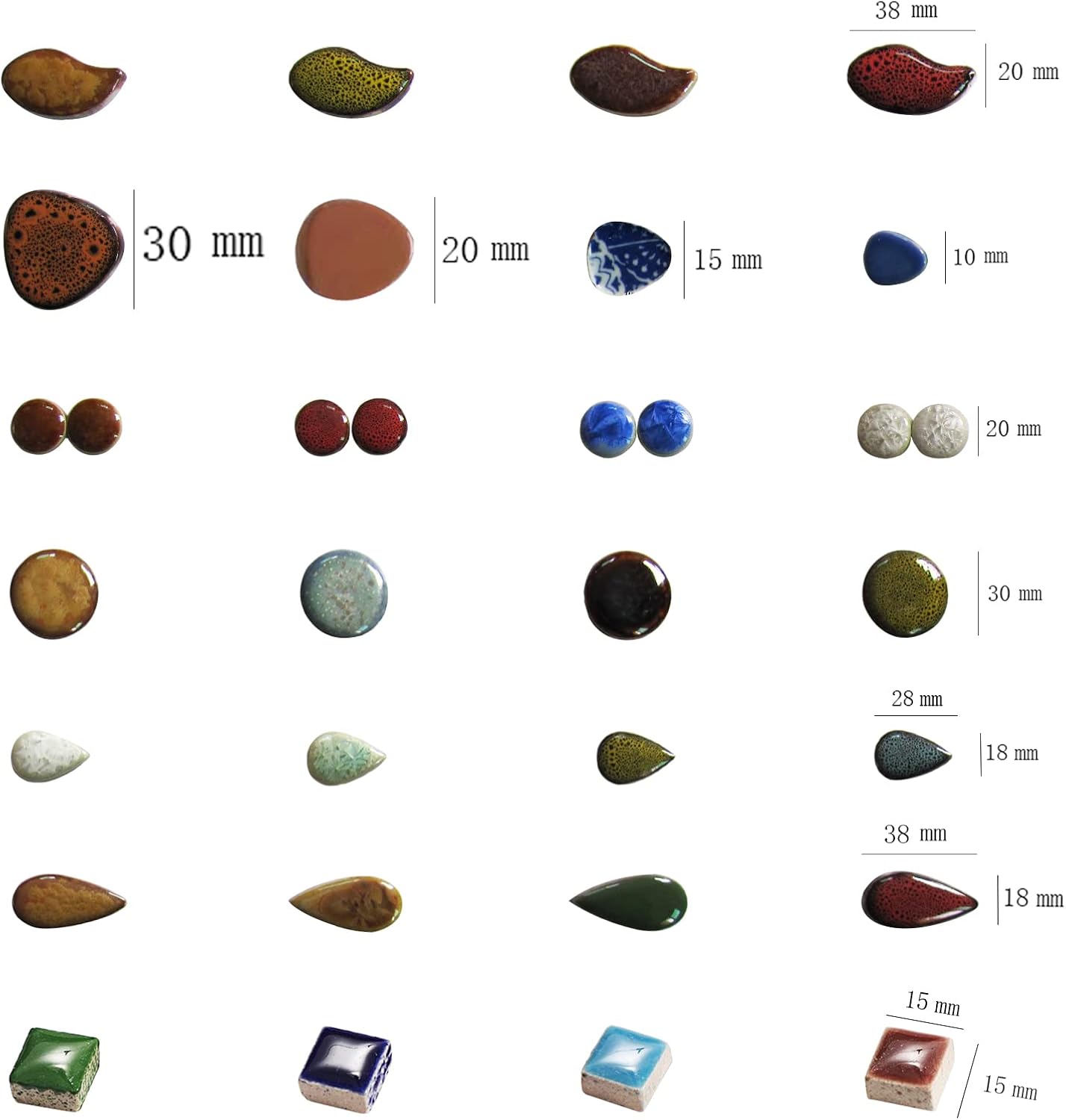 60 Pieces Kiln Transformation Ceramics Mosaic Tiles for Crafts, Yellow Raindrop Bulk Ceramics Pieces Mosaic Supplies for Mosaic Projects Home Decoration(18x28mm)