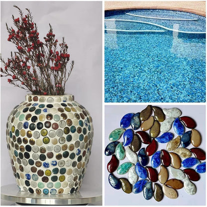60 Pieces Kiln Transformation Ceramics Mosaic Tiles for Crafts, Yellow Raindrop Bulk Ceramics Pieces Mosaic Supplies for Mosaic Projects Home Decoration(18x28mm)