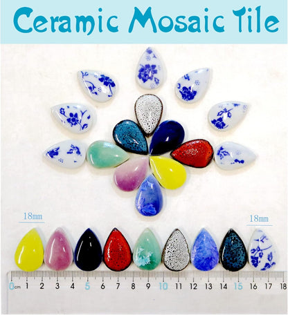 60 Pieces Kiln Transformation Ceramics Mosaic Tiles for Crafts, Yellow Raindrop Bulk Ceramics Pieces Mosaic Supplies for Mosaic Projects Home Decoration(18x28mm)