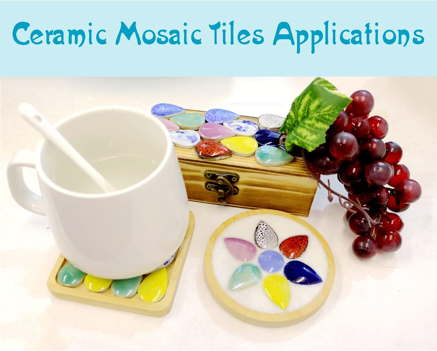 60 Pieces Kiln Transformation Ceramics Mosaic Tiles for Crafts, Yellow Raindrop Bulk Ceramics Pieces Mosaic Supplies for Mosaic Projects Home Decoration(18x28mm)