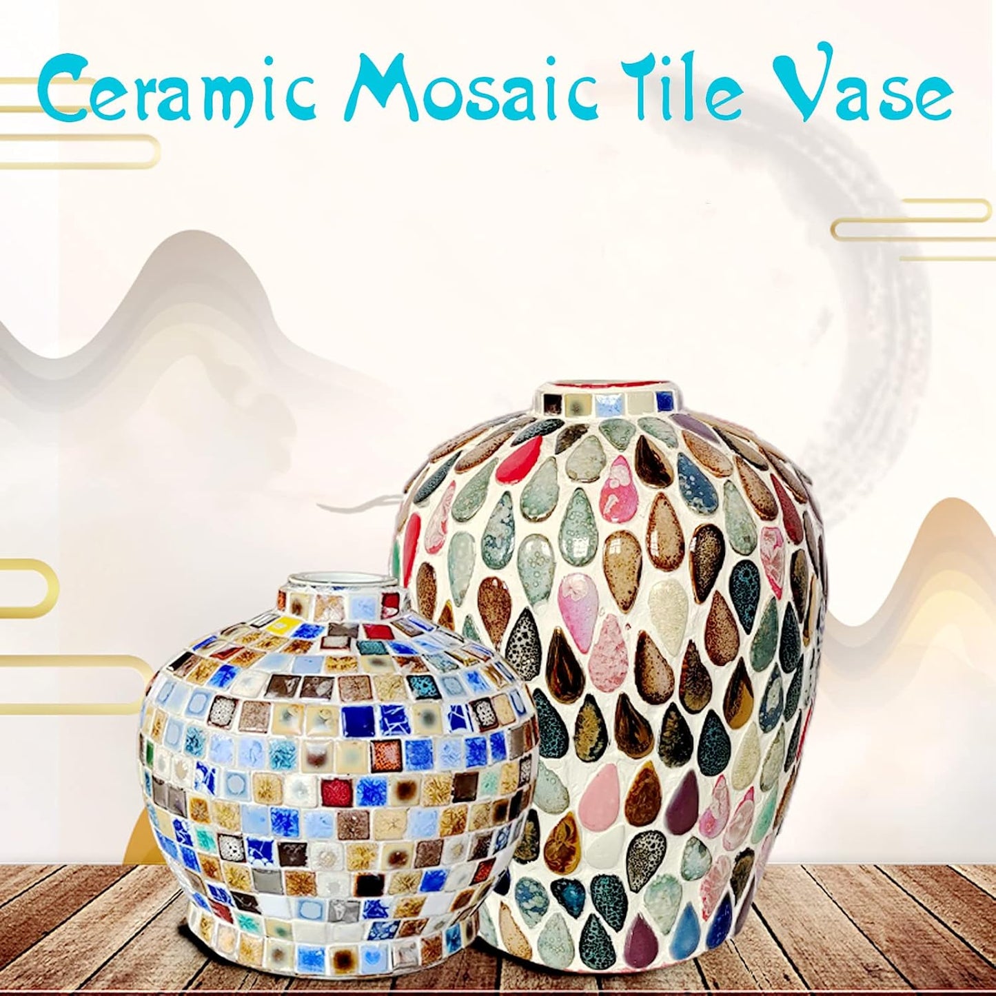 60 Pieces Kiln Transformation Ceramics Mosaic Tiles for Crafts, Yellow Raindrop Bulk Ceramics Pieces Mosaic Supplies for Mosaic Projects Home Decoration(18x28mm)