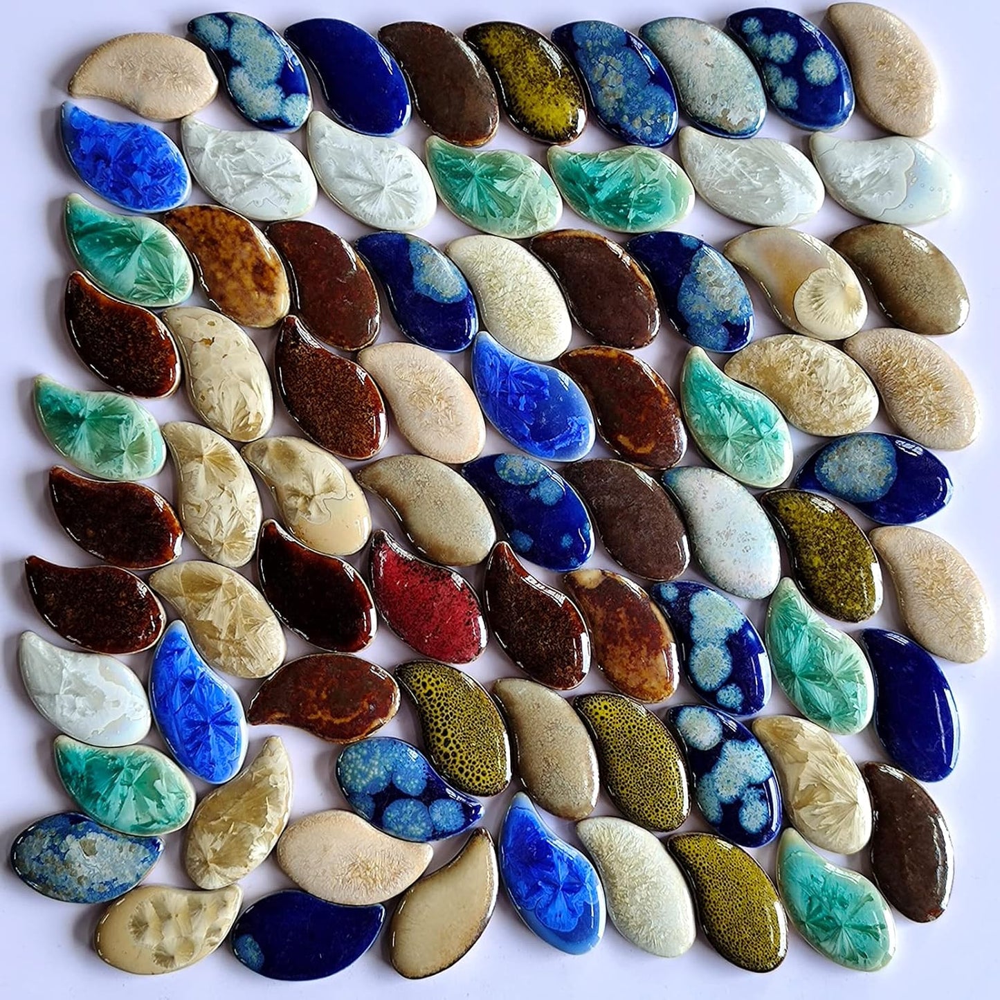 60 Pieces Kiln Transformation Ceramics Mosaic Tiles for Crafts, Yellow Raindrop Bulk Ceramics Pieces Mosaic Supplies for Mosaic Projects Home Decoration(18x28mm)