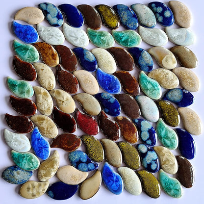 60 Pieces Kiln Transformation Ceramics Mosaic Tiles for Crafts, Yellow Raindrop Bulk Ceramics Pieces Mosaic Supplies for Mosaic Projects Home Decoration(18x28mm)