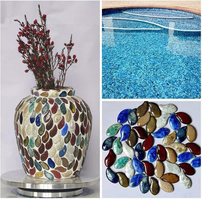 60 Pieces Kiln Transformation Ceramics Mosaic Tiles for Crafts, Yellow Raindrop Bulk Ceramics Pieces Mosaic Supplies for Mosaic Projects Home Decoration(18x28mm)