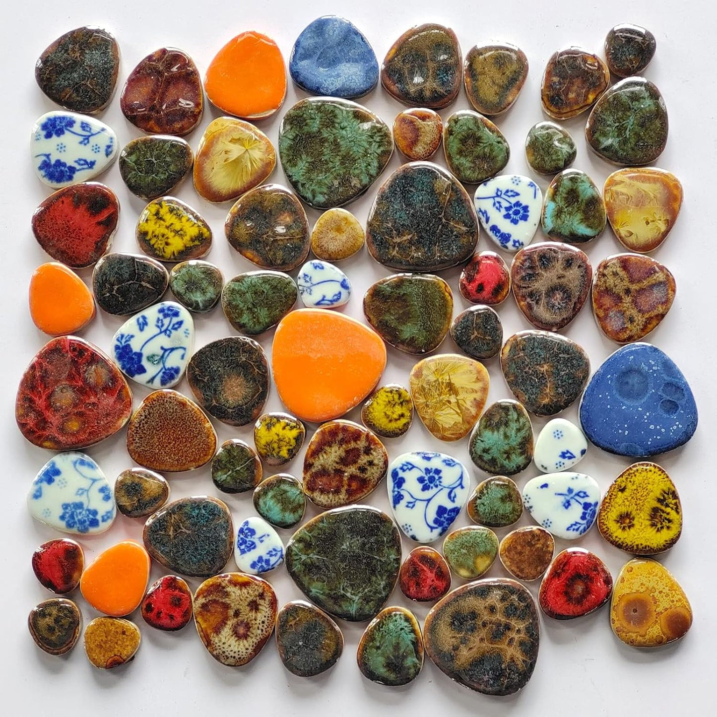 60 Pieces Kiln Transformation Ceramics Mosaic Tiles for Crafts, Yellow Raindrop Bulk Ceramics Pieces Mosaic Supplies for Mosaic Projects Home Decoration(18x28mm)
