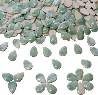 60 Pieces Kiln Transformation Ceramics Mosaic Tiles for Crafts, Yellow Raindrop Bulk Ceramics Pieces Mosaic Supplies for Mosaic Projects Home Decoration(18x28mm)