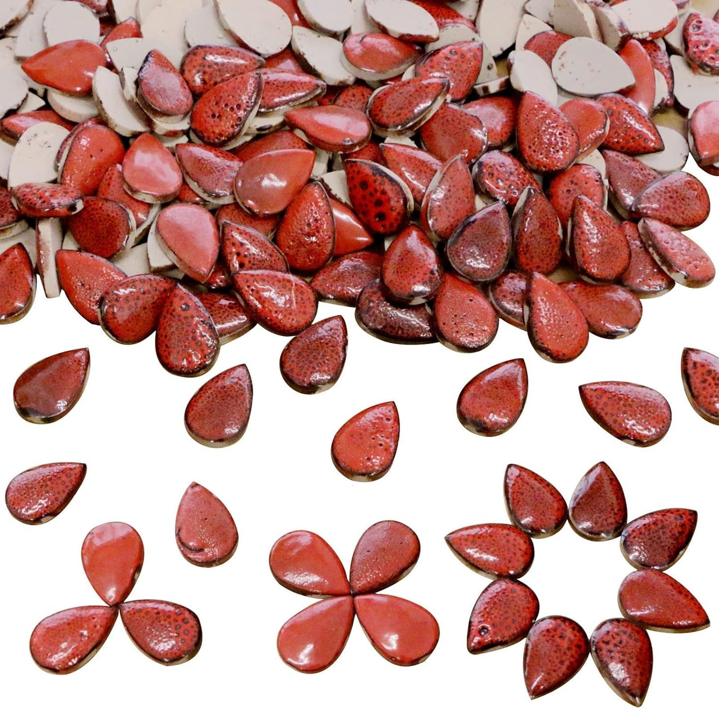 60 Pieces Kiln Transformation Ceramics Mosaic Tiles for Crafts, Yellow Raindrop Bulk Ceramics Pieces Mosaic Supplies for Mosaic Projects Home Decoration(18x28mm)