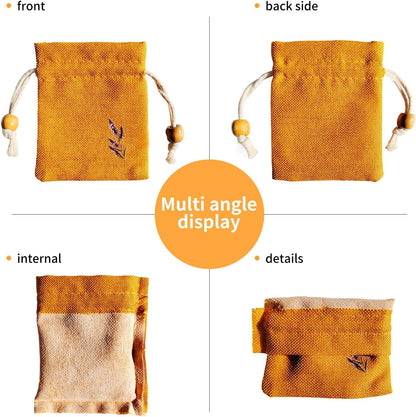 Daclubmenxy 20 PCS Sachet Bags, Small Burlap Pouch Empty Mini Drawstring Bags, Reusable Gift Linen for Wedding Favors Party Jewelry Coffee DIY (Mustard Yellow, 3x4 in)