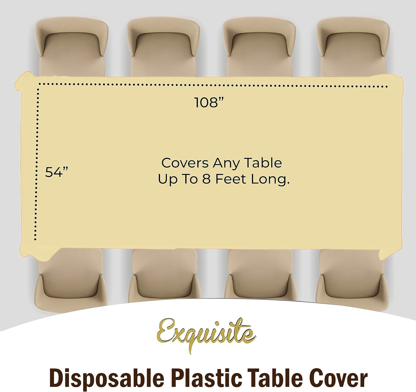 Party Solids 4-Pack Light Yellow Plastic Table Cloth - 54 Inch x 108 Inch - Disposable Tablecloth for Parties and Picnics