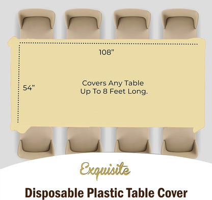 Party Solids 4-Pack Light Yellow Plastic Table Cloth - 54 Inch x 108 Inch - Disposable Tablecloth for Parties and Picnics