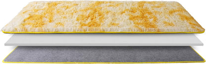 Fluffy Area Rugs for Living Room, Soft Shaggy Carpets for Living Room, Upgrade Anti-Slip Fuzzy Rugs for Kids' Room, Perfect Decor for Modern Home Tie Dye Yellow 2x6Feet