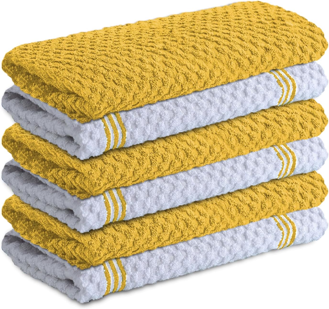 100% Cotton Kitchen Towels - 15x25 Inch Ultra Soft Tea Towels, Super Absorbent Terry Dish Towel for Kitchen Linens |Radiant Yellow