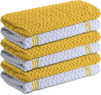 100% Cotton Kitchen Towels - 15x25 Inch Ultra Soft Tea Towels, Super Absorbent Terry Dish Towel for Kitchen Linens |Radiant Yellow