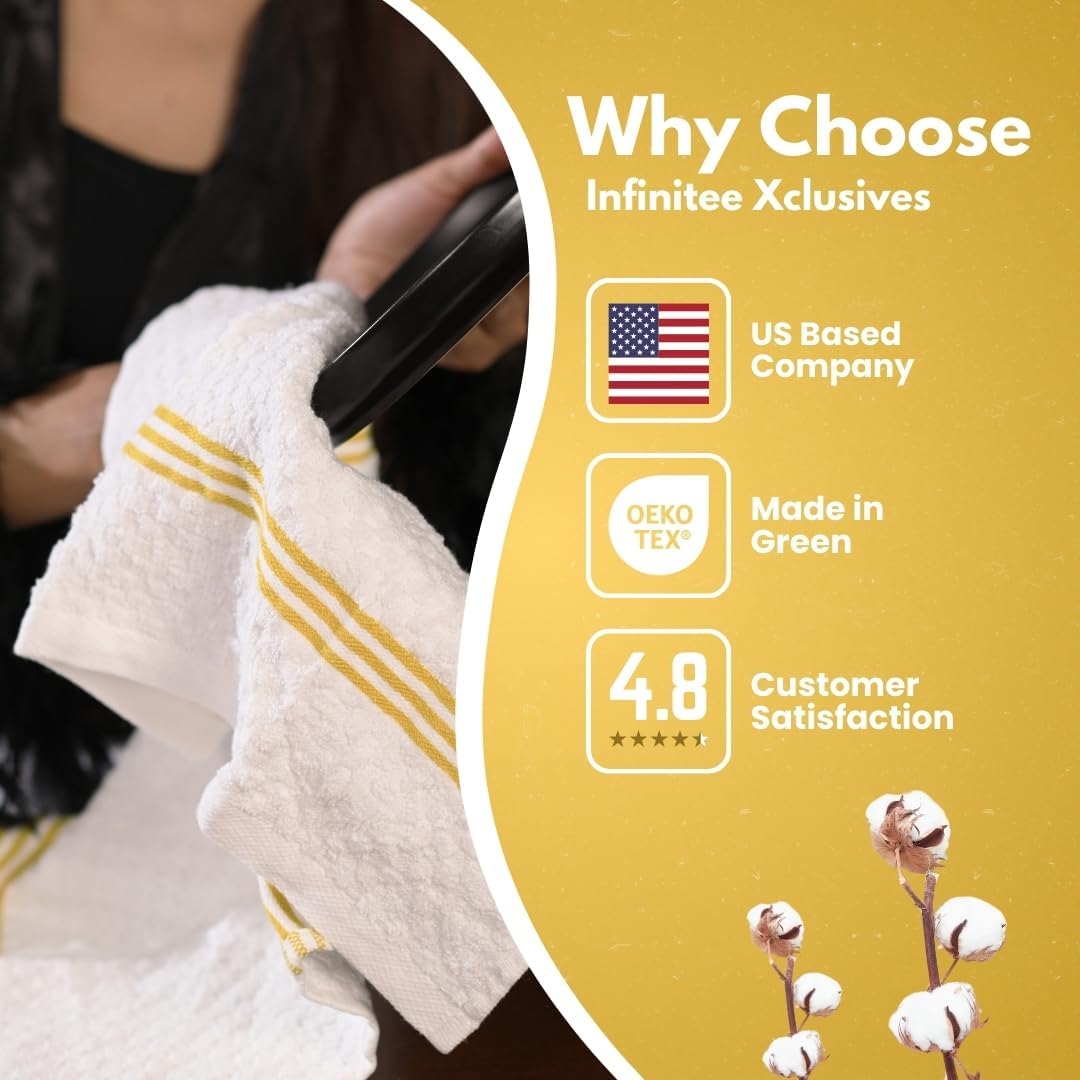 100% Cotton Kitchen Towels - 15x25 Inch Ultra Soft Tea Towels, Super Absorbent Terry Dish Towel for Kitchen Linens |Radiant Yellow