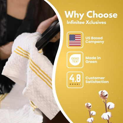 100% Cotton Kitchen Towels - 15x25 Inch Ultra Soft Tea Towels, Super Absorbent Terry Dish Towel for Kitchen Linens |Radiant Yellow