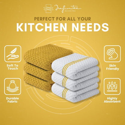100% Cotton Kitchen Towels - 15x25 Inch Ultra Soft Tea Towels, Super Absorbent Terry Dish Towel for Kitchen Linens |Radiant Yellow