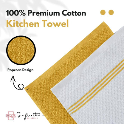 100% Cotton Kitchen Towels - 15x25 Inch Ultra Soft Tea Towels, Super Absorbent Terry Dish Towel for Kitchen Linens |Radiant Yellow