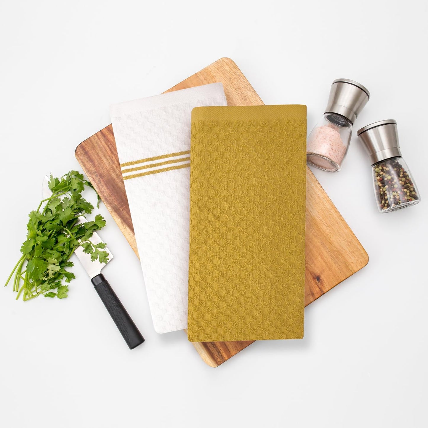 100% Cotton Kitchen Towels - 15x25 Inch Ultra Soft Tea Towels, Super Absorbent Terry Dish Towel for Kitchen Linens |Radiant Yellow
