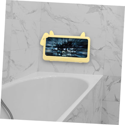 Waterproof Wall Mounted Phone Case with Touch Screen Detachable Shower Phone Holder for Bathroom Anti-Fog Yellow Protector Suitable for Toilet Use