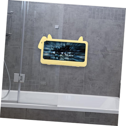 Waterproof Wall Mounted Phone Case with Touch Screen Detachable Shower Phone Holder for Bathroom Anti-Fog Yellow Protector Suitable for Toilet Use