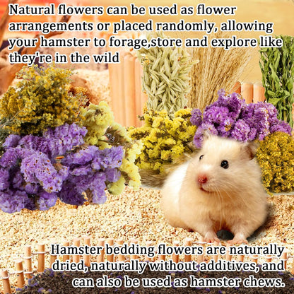 42Pcs Hamster Sprays Natural - Sprays & Forage for Small Animals | Chew Herbs for Syrian Dwarf Hamsters & Guinea Pigs, Habitat Dry Flowers Decor, Hideout Enrichment, Cage & Bedding Accessories