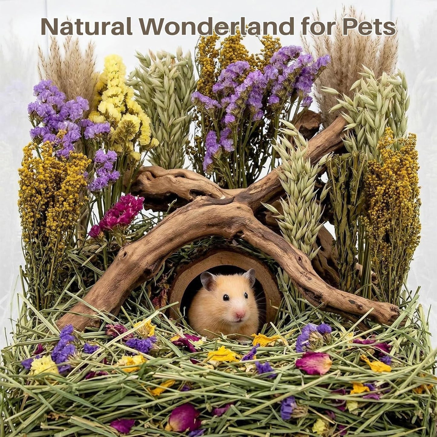 42Pcs Hamster Sprays Natural - Sprays & Forage for Small Animals | Chew Herbs for Syrian Dwarf Hamsters & Guinea Pigs, Habitat Dry Flowers Decor, Hideout Enrichment, Cage & Bedding Accessories