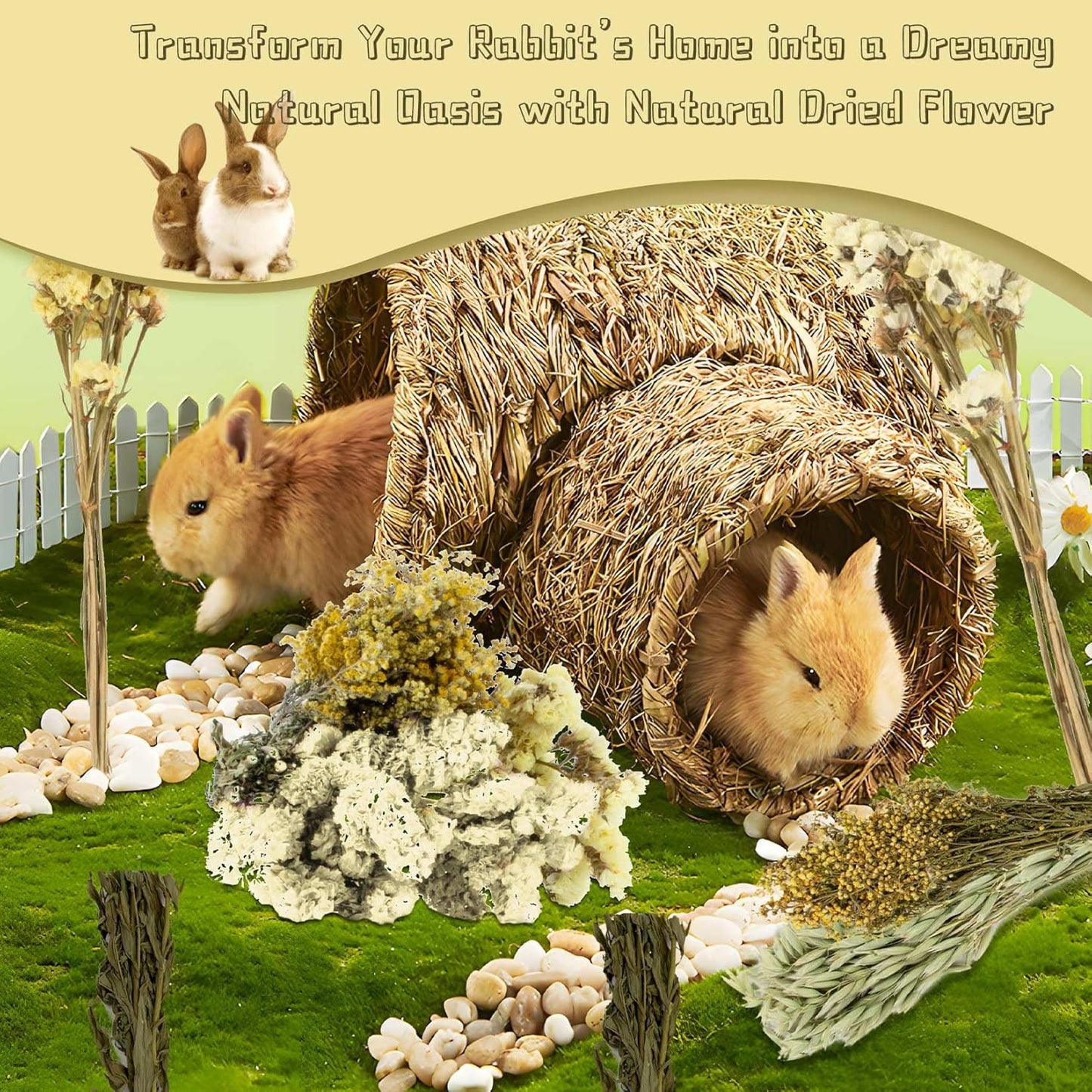 42Pcs Hamster Sprays Natural - Sprays & Forage for Small Animals | Chew Herbs for Syrian Dwarf Hamsters & Guinea Pigs, Habitat Dry Flowers Decor, Hideout Enrichment, Cage & Bedding Accessories