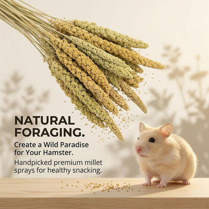 42Pcs Hamster Sprays Natural - Sprays & Forage for Small Animals | Chew Herbs for Syrian Dwarf Hamsters & Guinea Pigs, Habitat Dry Flowers Decor, Hideout Enrichment, Cage & Bedding Accessories