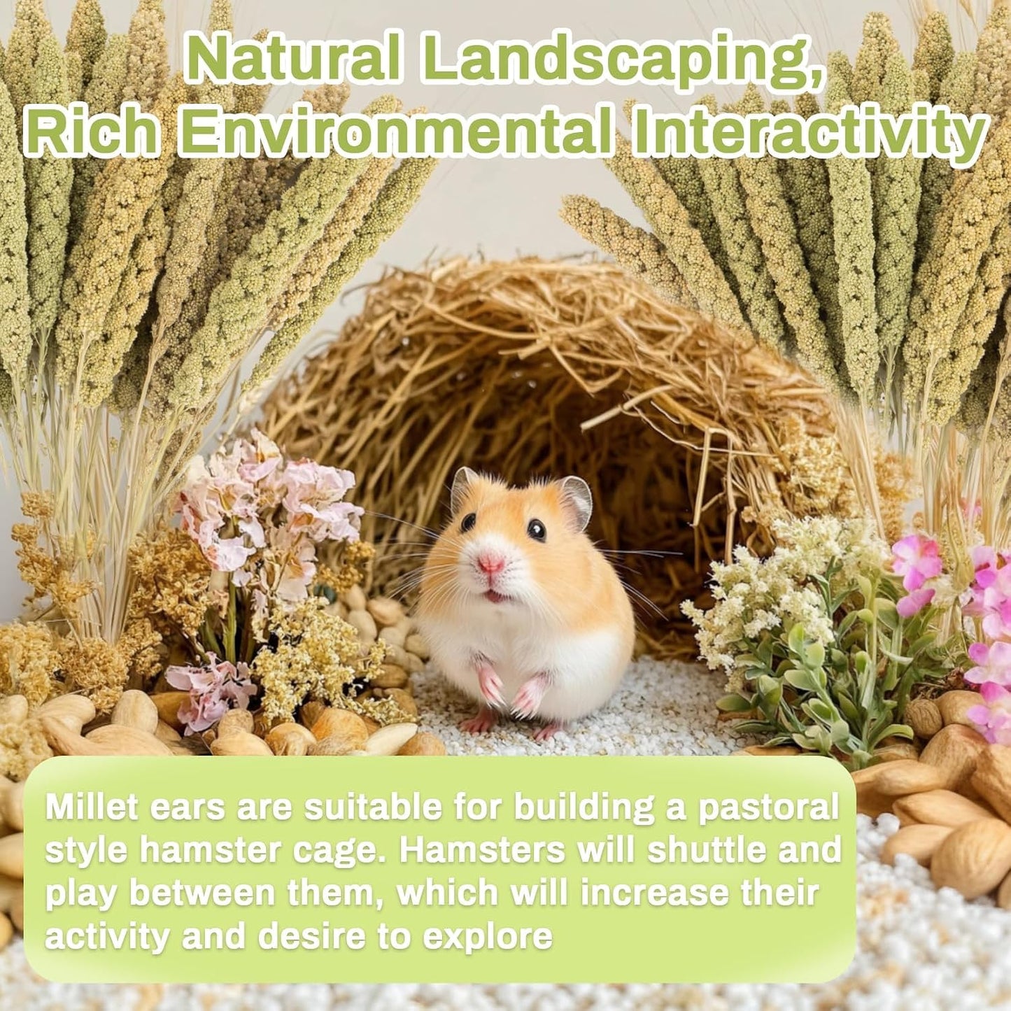 42Pcs Hamster Sprays Natural - Sprays & Forage for Small Animals | Chew Herbs for Syrian Dwarf Hamsters & Guinea Pigs, Habitat Dry Flowers Decor, Hideout Enrichment, Cage & Bedding Accessories