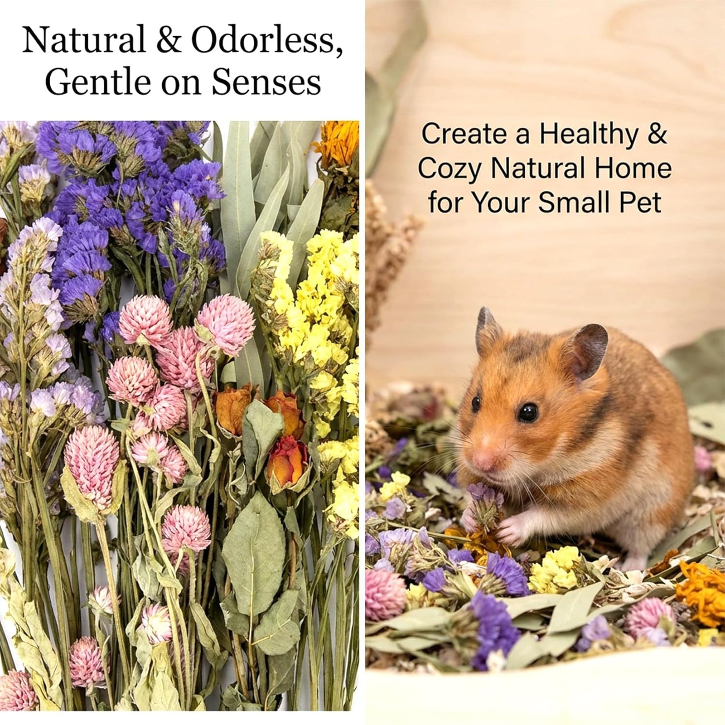 42Pcs Hamster Sprays Natural - Sprays & Forage for Small Animals | Chew Herbs for Syrian Dwarf Hamsters & Guinea Pigs, Habitat Dry Flowers Decor, Hideout Enrichment, Cage & Bedding Accessories