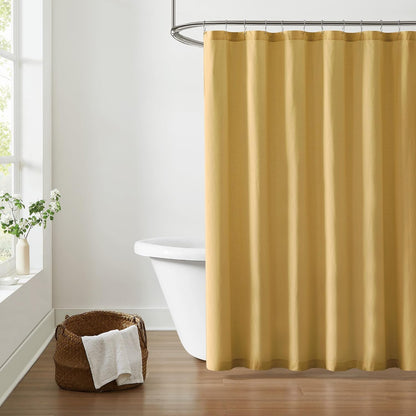 Solid Cotton Percale Mustard Yellow Shower Curtain, Solid Color Themed, Oeko-TEX Certified Confidence