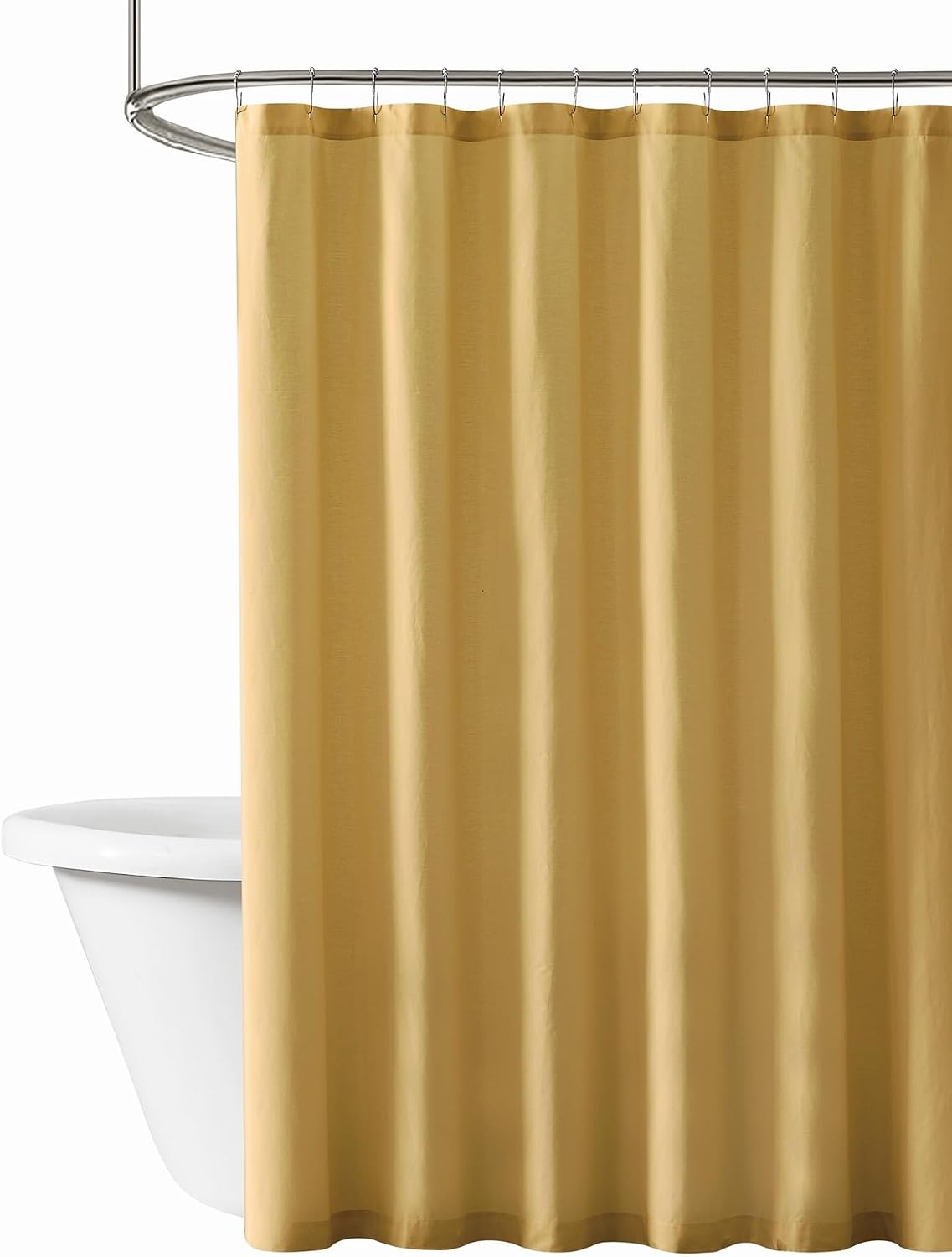 Solid Cotton Percale Mustard Yellow Shower Curtain, Solid Color Themed, Oeko-TEX Certified Confidence