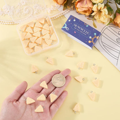 1 Box 40Pcs Cheese Charms Bulk Mini Food Charm Simulation Food Yellow Dessert Artificial Triangle Cheese Shaped Pendants for Jewelry Making DIY Crafts Earring Necklace Bracelets Supplies