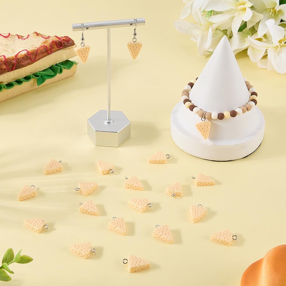 1 Box 40Pcs Cheese Charms Bulk Mini Food Charm Simulation Food Yellow Dessert Artificial Triangle Cheese Shaped Pendants for Jewelry Making DIY Crafts Earring Necklace Bracelets Supplies